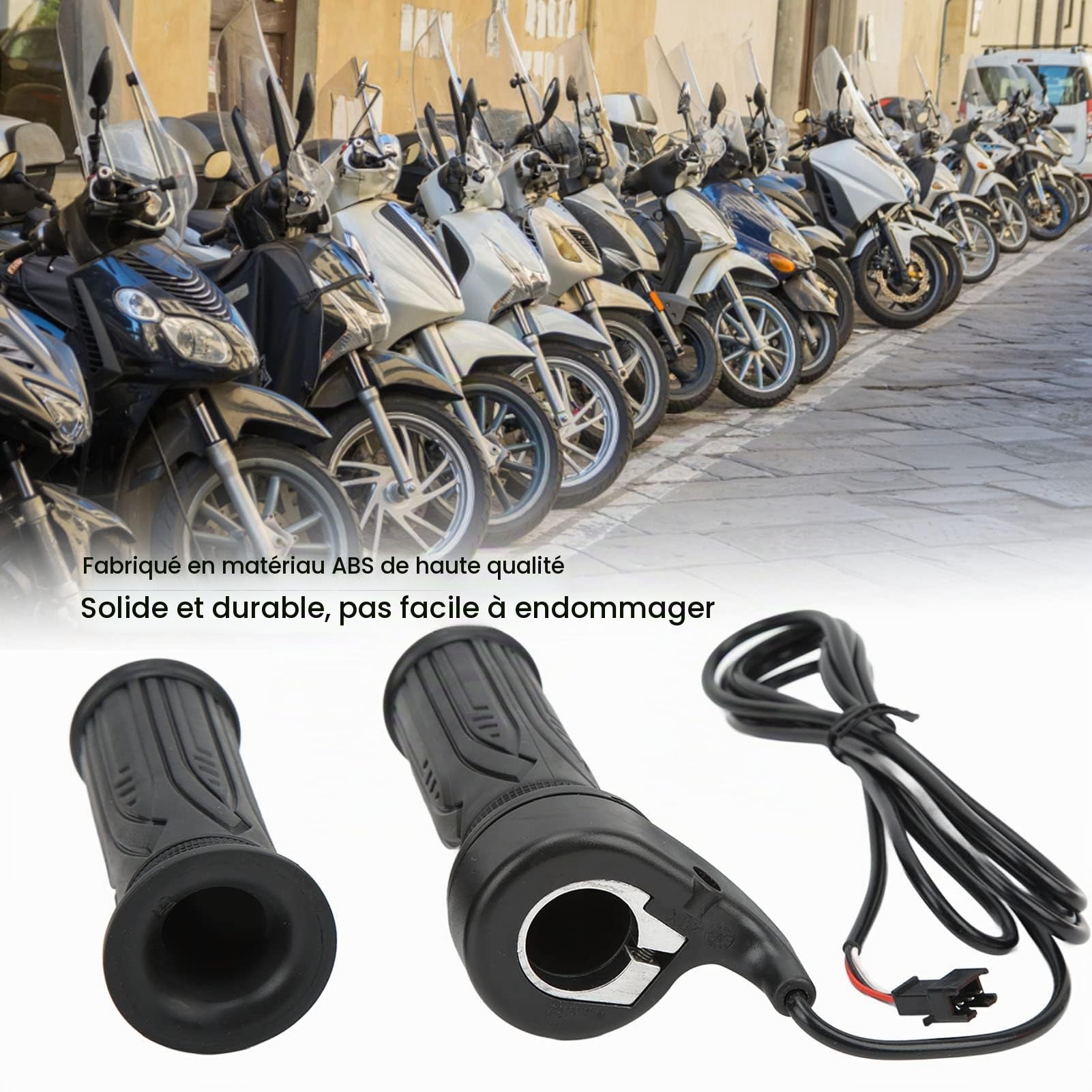 Vélo électrique Twist Throttle, 1 Paire 20X Bike Poignée D'accélérateur de Scooter Sensible Universel avec Prise SM pour Guidon de 2,22 Cm