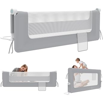 LZQ fall protection bed bed grid foldable cot grid fall protection cot bed protection child bed protection grid bed fall protection cot protection grid light gray 150 cm