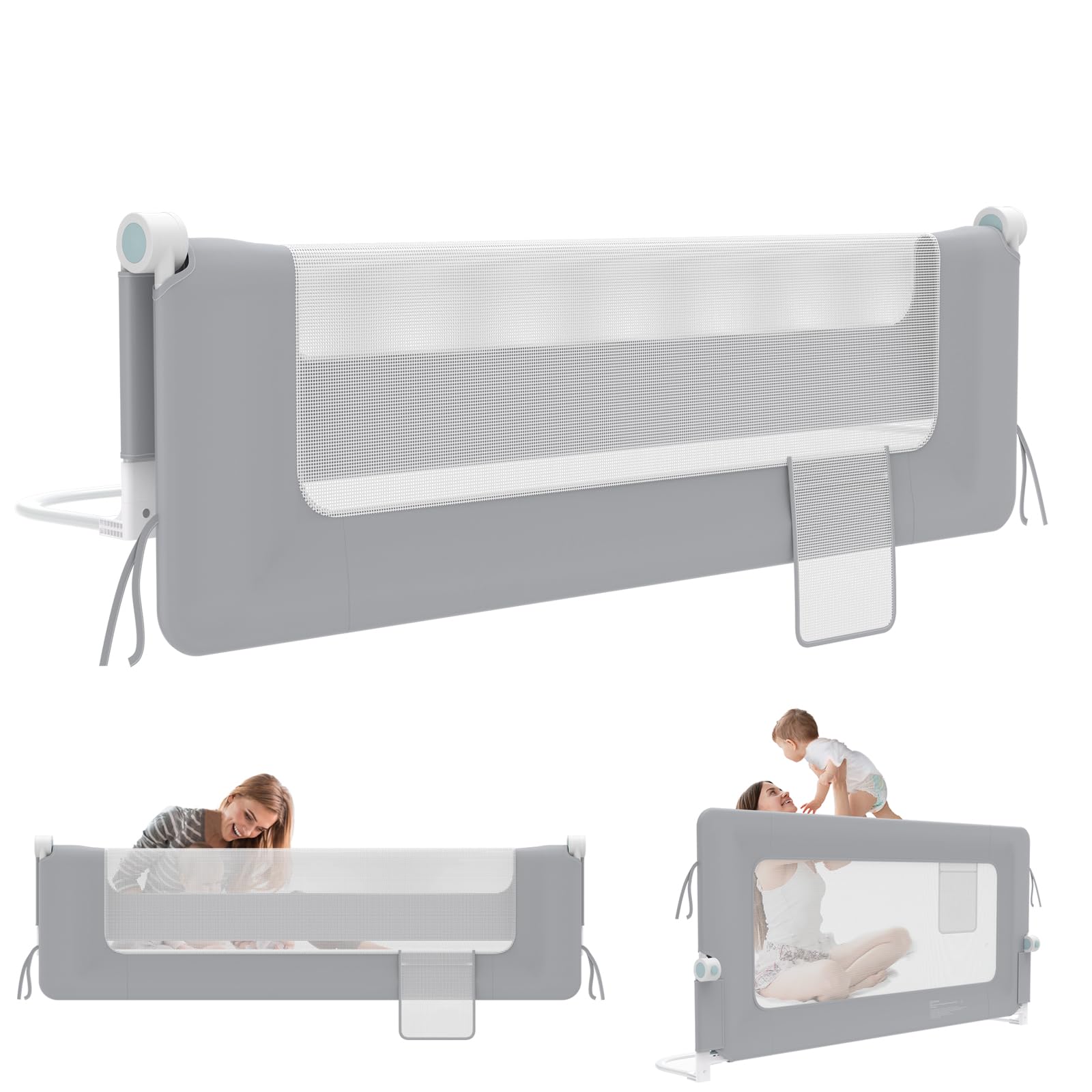 Paracadute Letto Bambino Pieghevole - Protezione Anticaduta, Grigio, 150cm