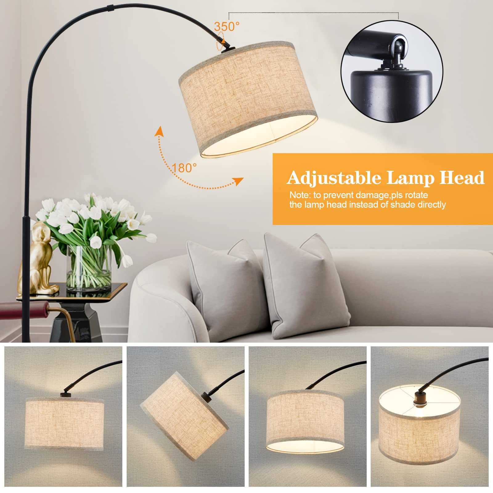 GyroVu-statiefvloerlamp voor de woonkamer, staande lamp met voetschakelaar, moderne vloerlamp met witte kap voor de woonkamer, slaapkamer, kantoor (lamp niet inbegrepen GyroVu-statiefvloerlamp voor de woonkamer, staande lamp met voetschakelaar, moderne vloerlamp met witte kap voor de woonkamer, slaapkamer, kantoor (lamp niet inbegrepen