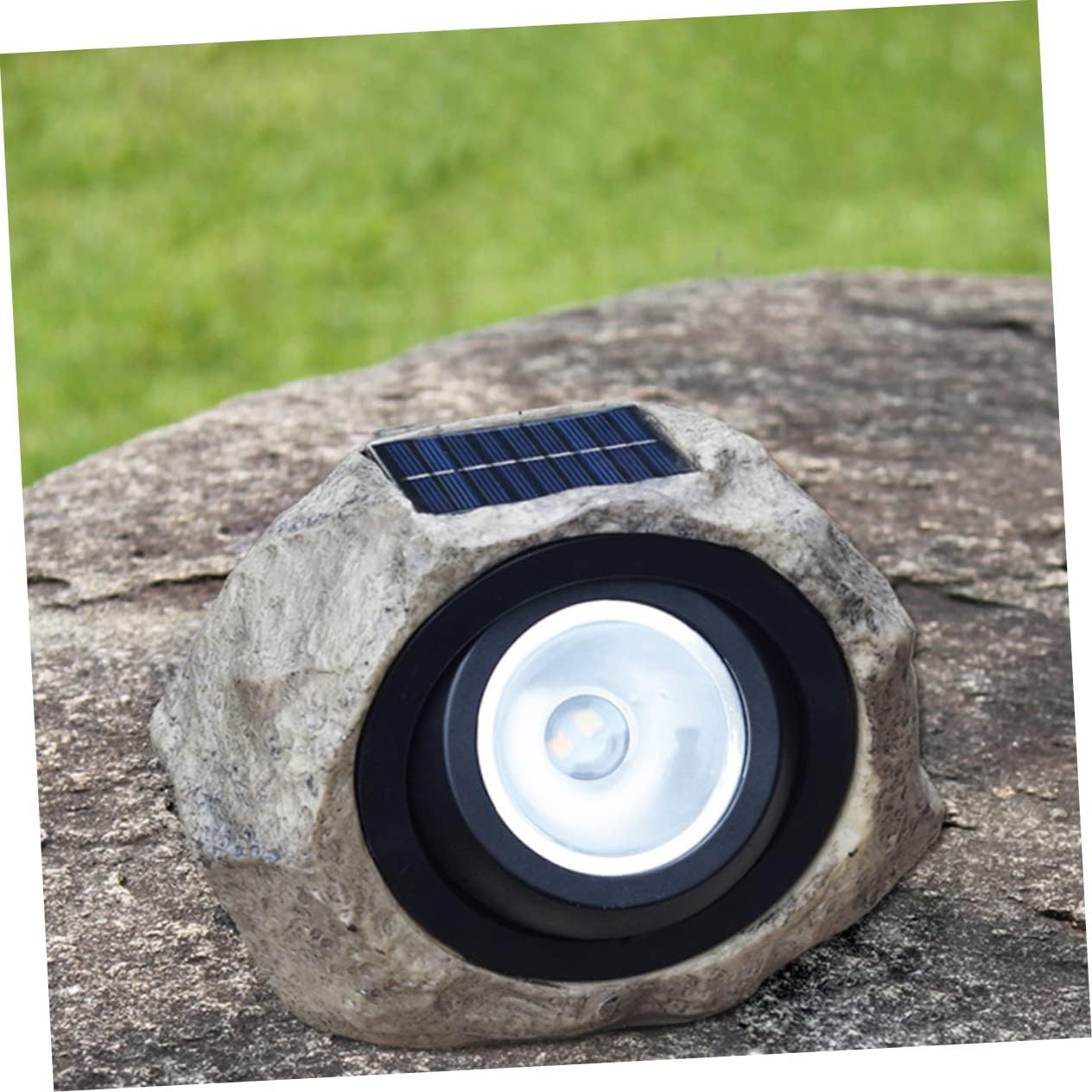 BESPORTBLE Solar Simulated Stone Lamp Outdoor Garden Solar Lamp Decor Adjustable White and Warm Light Resin Lawn Courtyard Lighting