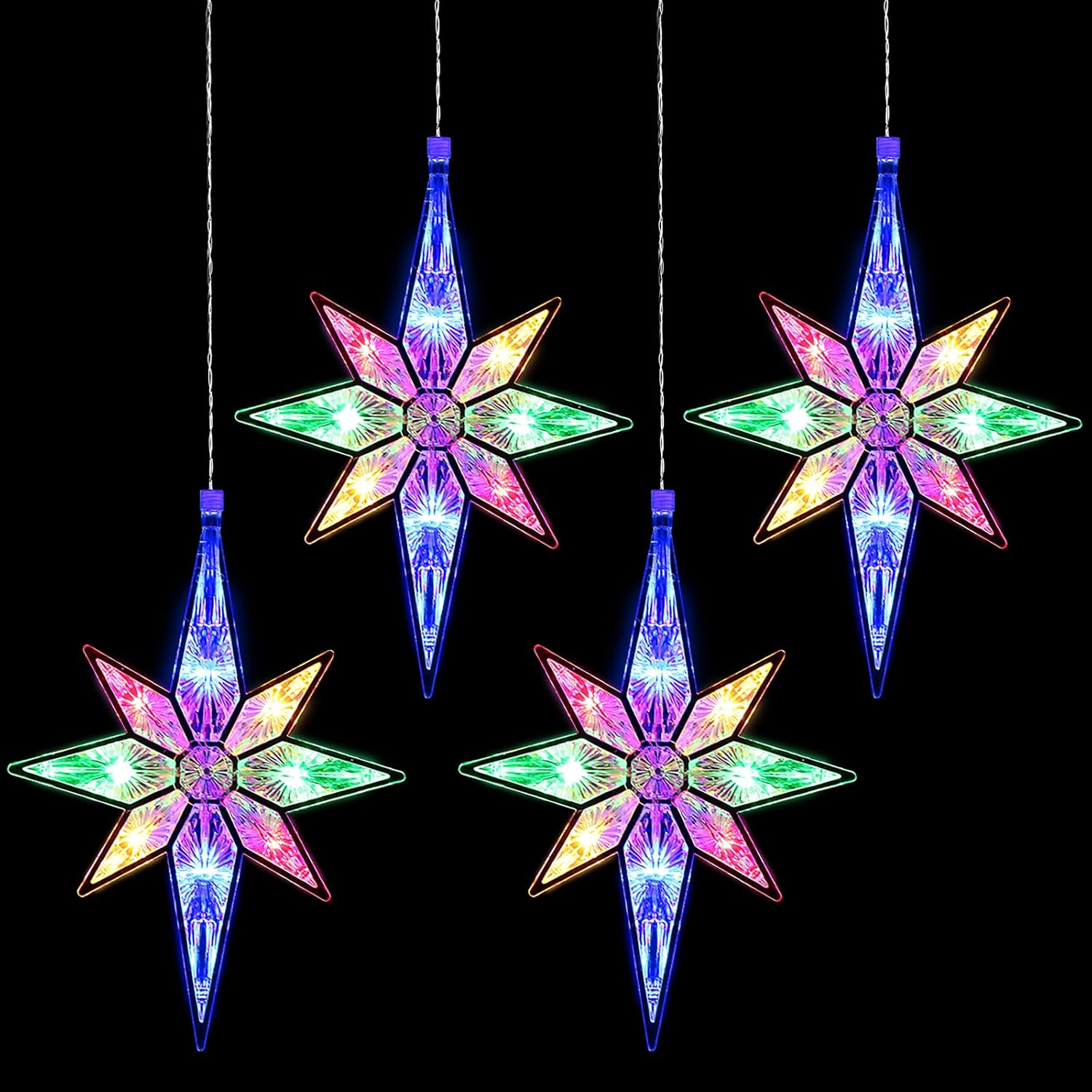 Mudder 4 Pieces 10.8 Inch Christmas Window Star Lights