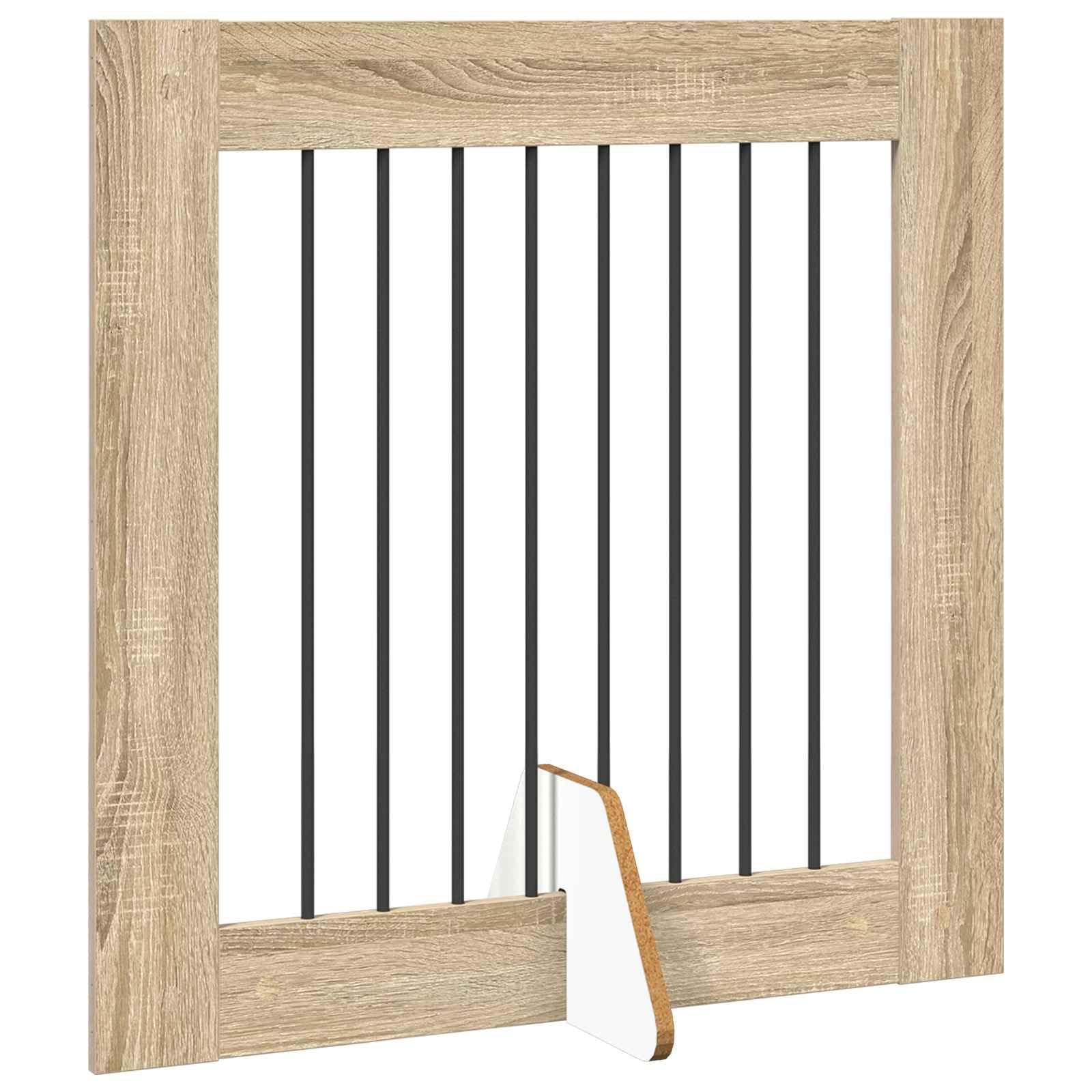 Mangloder - Portería plegable para perros con soporte, 2 piezas de roble Sonoma, material de madera, 160,5 cm de longitud total, plegable, interior, piso, rueda libre segura para perros, cachorros
