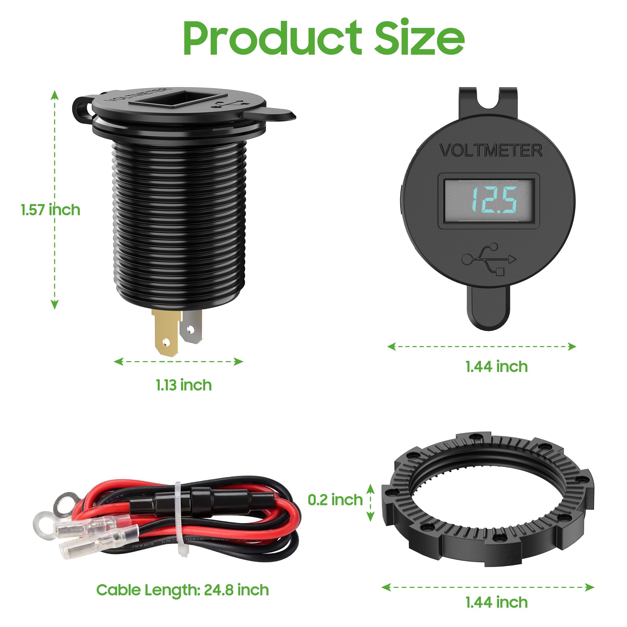 10L0L Golf Cart Ladegerät Adapter,Dual Port USB Quick Charge 3.1,5A Schnellladegerät Stromadapter für Golf Cart Club Car,EZGO und Yamaha (3.1 9-48V)