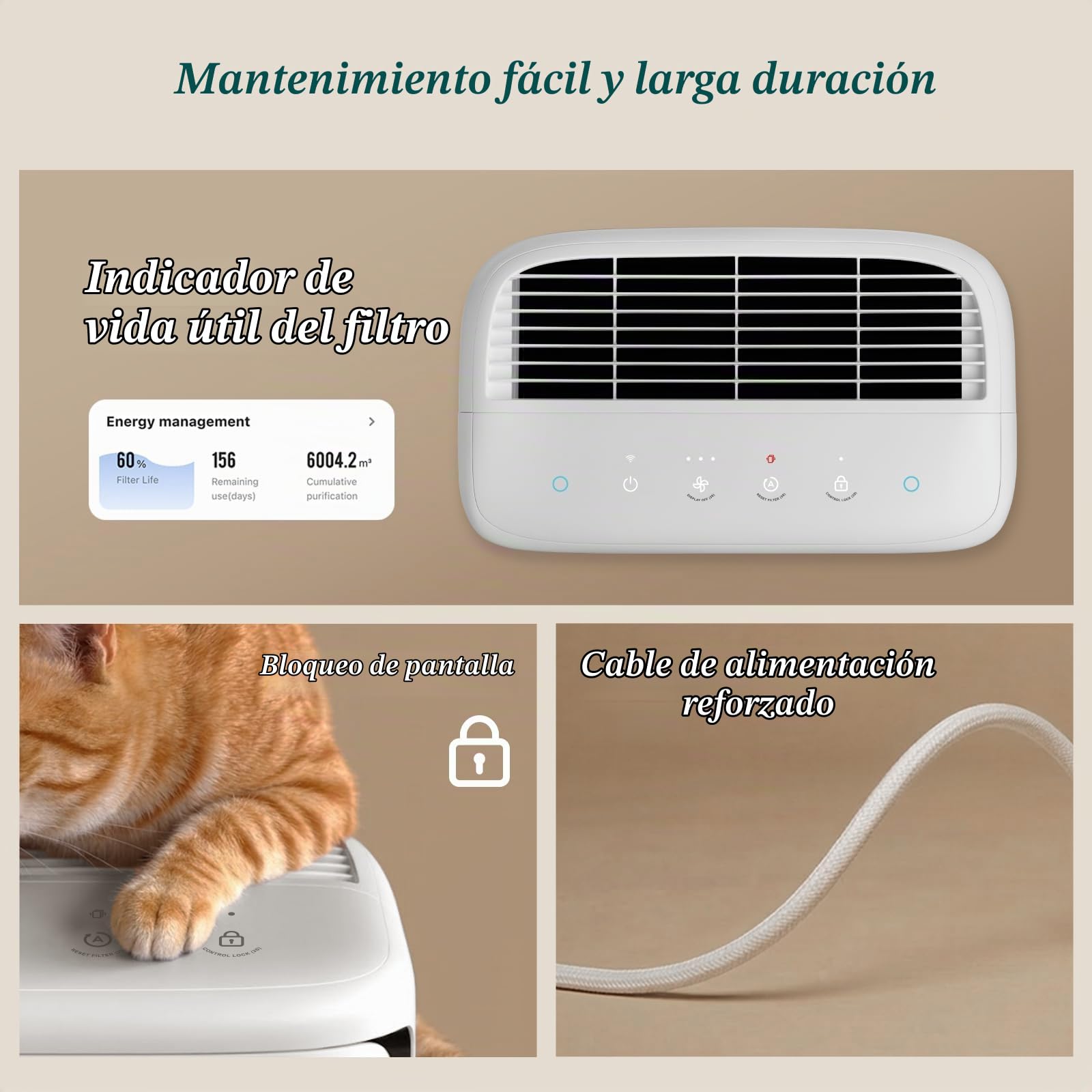 LEVOIT Purificador de aire para mascotas domésticas, habitación grande con prefiltro lavable, sensores duales para pelo pesado de mascotas y alergias, filtro de alto carbono para caspa y olor, control