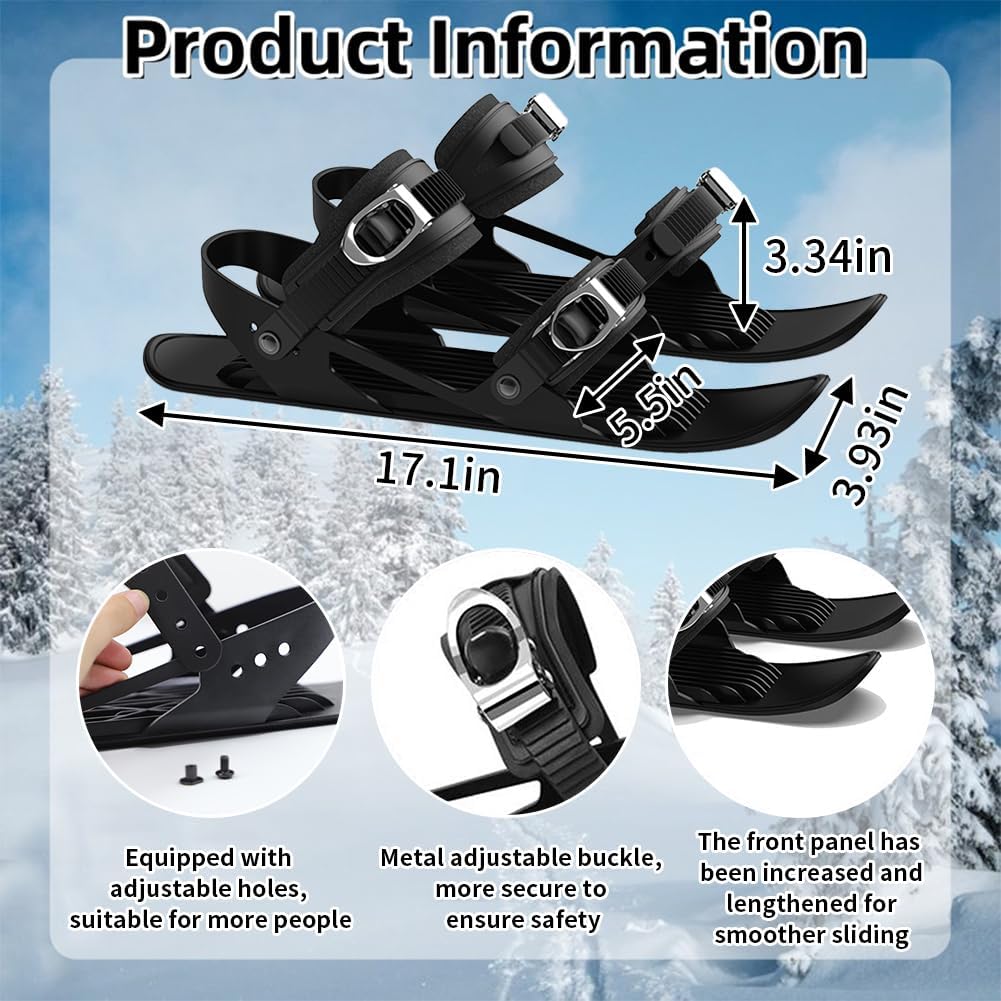 Mini Short Ski Skates Set for Snow with Gloves & Goggles Short Mini Skating Ski Shoes Portable Snowblades Skis Shoes for Outdoor Winter Snow Sports