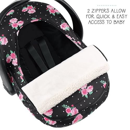 Miniatura 5 de The Peanutshell Funda de asiento de coche para niñas bebés, diseño floral de rosa, cubierta de asiento de automóvil de invierno