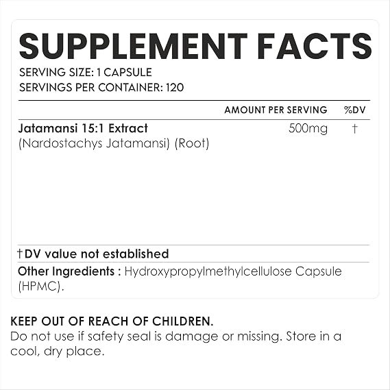 AMALTH Jatamansi Capsules 500 mg | Jatamansi Root Extract Supplement | Nardostachys Jatamansi Capsules | Herbal Root Extract Formula | Plant Based Supplement | 120 Veg Capsules