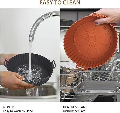 Miniatura 5 de Airfryer Silicone Basket Reusable Baking Tray Mold For AirFryer Pizza Fried Chicken Air Fryer Liners Accessories(Size L Blue)