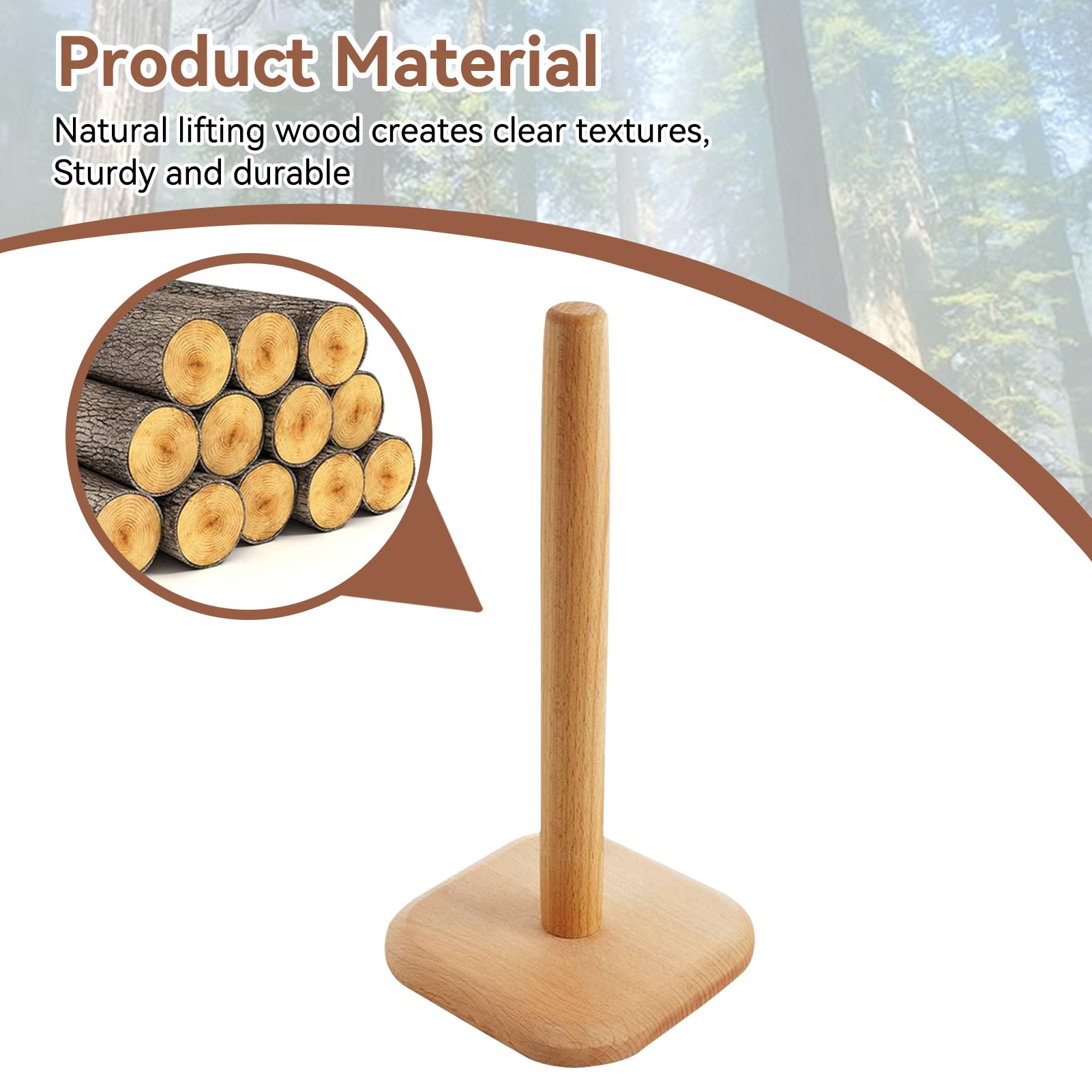 Wood Paper Towel Holder, Anti Slip Base Paper Towel Holder Wood Countertop Paper Roll Holder for Kitchen Bathroom(Paper Roll Holder)