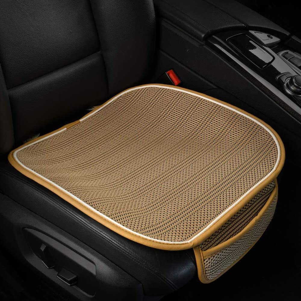 ORiTi Car Seat Pad Cover, Breathable Comfort Car Front Drivers or Passenger Seat Cushion with Non-Slip Bottom, Universal Auto Interior Seat Bottom Protector Mat Fit Most Car, Truck, SUV, or Van Beige