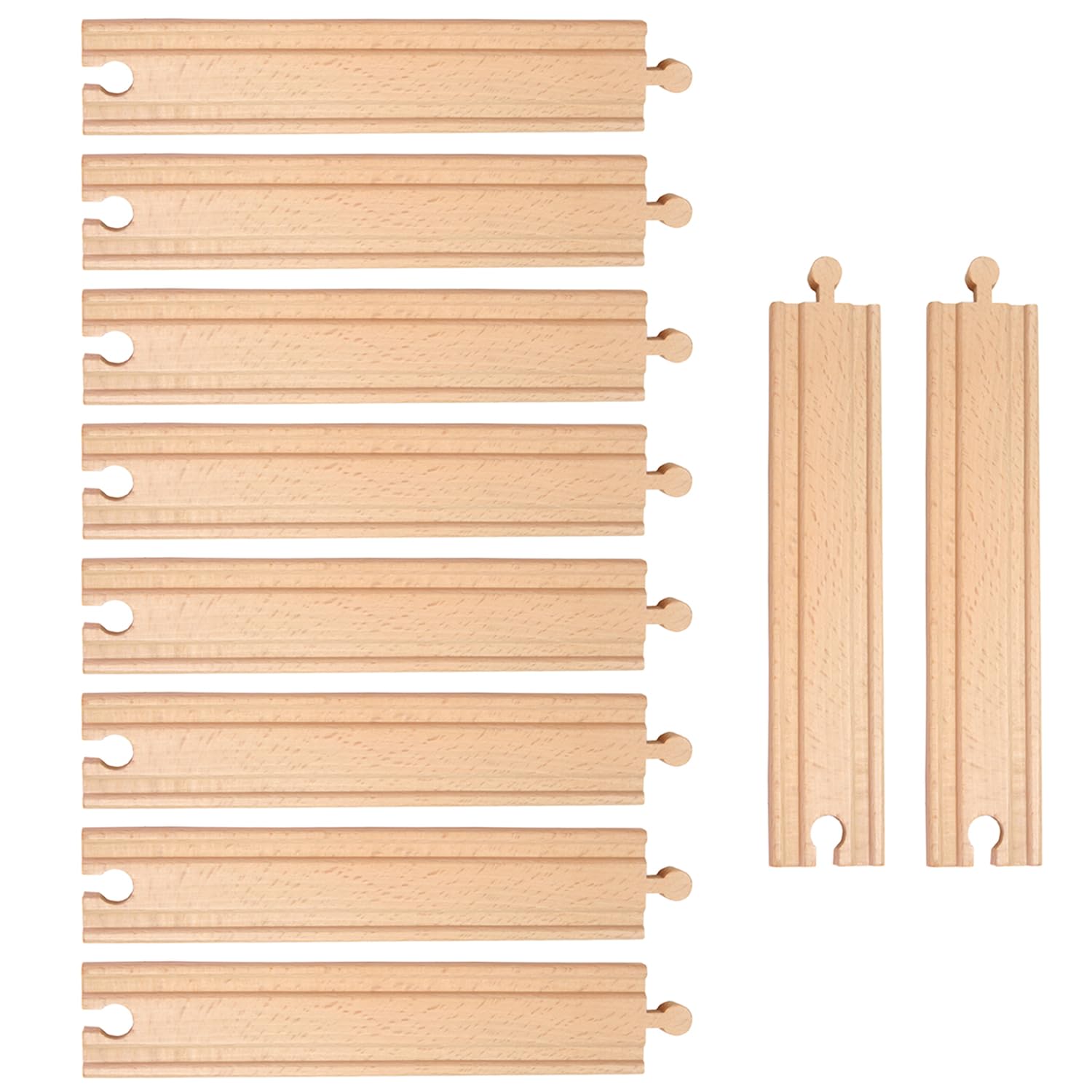 ORBRIUM 10X 8 inch Wooden Straight Track for Wooden Railway fir Thomas, Brio, IKEA, Melissa & Doug