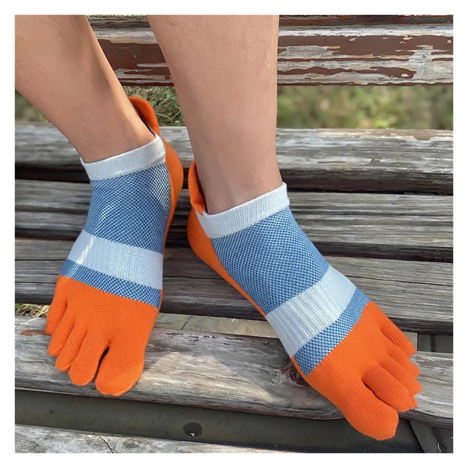 Herrensocken aus Baumwolle mit fünf Zehen | Mehrfarbig, Größe 42, 5 Paar: for Herren, for No-Show-Sportarten, Laufen, Wandern, Büro