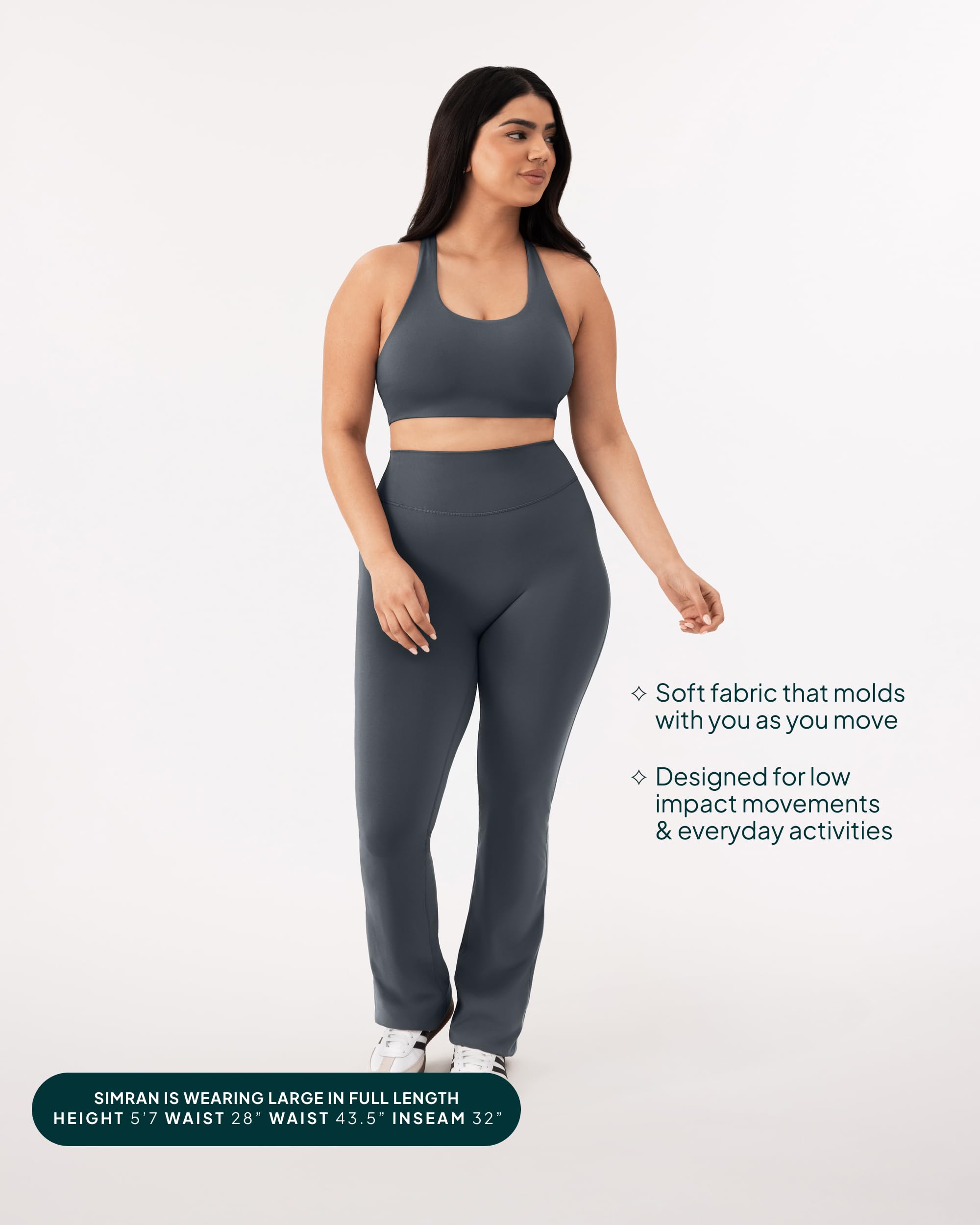 PAVOI ACTIVE Legging évasé taille haute pour femme – Pantalon de yoga évasé à jambes larges et souples – FlexFlow, Gris tempête, Taille XL