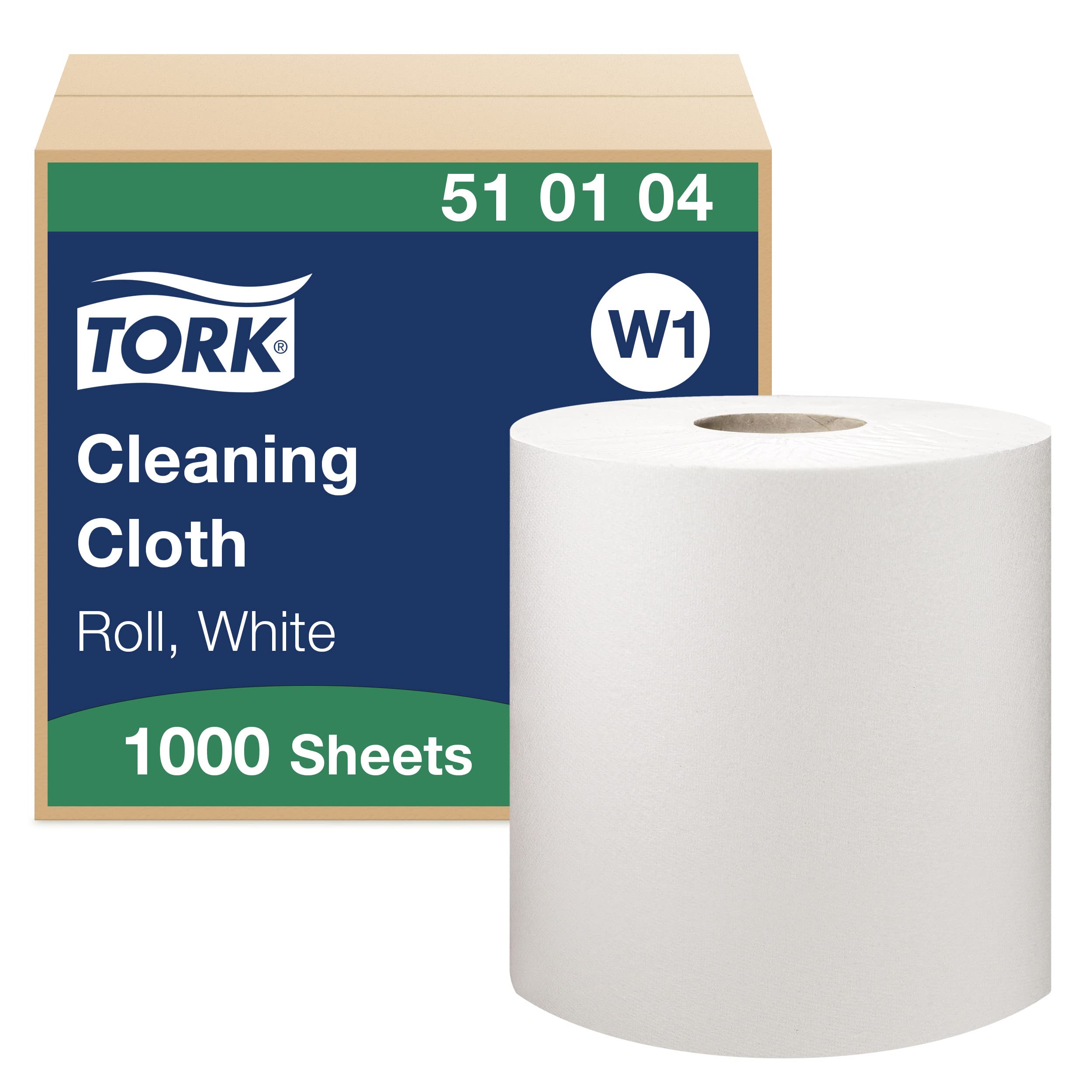 Tork 510104 Panno Per Pulizia Premium, Compatibile Con Il Sistema W1 (Da Terra O Da Parete), Monovelo, 1 Conf. X 1 Rotolo (1 X 380 M), Colore Bianco-image
