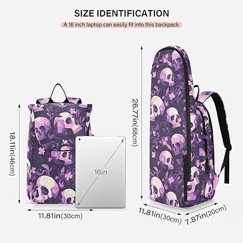 Miniatura 3 de Tennis Badminton Racket Bags Cute Sturdy Purple Mysterious Flower Skull 2 Tennis Rackets Padded Backpack for Men Women Tennis Sport bolsos para