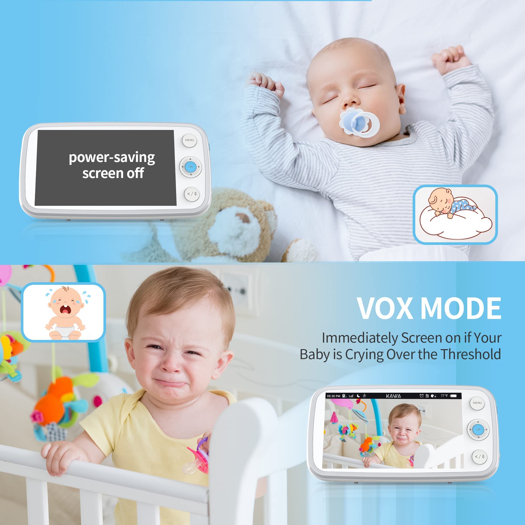 Buy Baby Monitor, KAWA Video Baby Monitor with Camera and Audio, 5