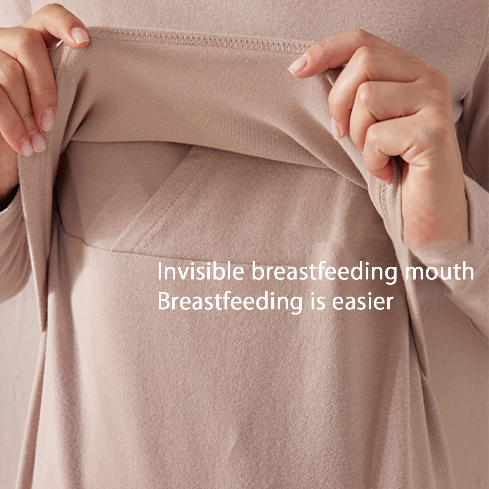 Pigiama Manica Lunga Donna Pigiama Allattamento Donna - Set Maniche Lunghe E Pantaloni 3/4 Pigiama Comodo Allattamento Tinta Unita - 9