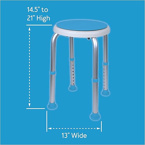 Miniatura 6 de Carex Taburete de ducha giratorio con asiento acolchado, asiento de ducha para personas mayores, ancianos, discapacitados, discapacitados o aquellos