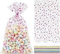 Vista 43 de COQOFA 100 piezas de bolsas de celofán transparentes para regalos con forma de corazón dorado de 17,78 x 30,48 cm, bolsas de fiesta, para caramelos