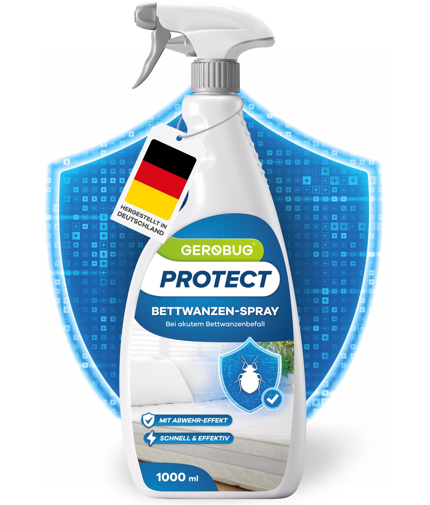 Gerobug Bettwanzen-Spray 1000 ml - schnell & effektiv loswerden für Matratzen, Möbel, Hotels & auf Reisen - Sofortschutz-Mittel gegen Bettwanzen, beste Alternative zur Bettwanzenfalle