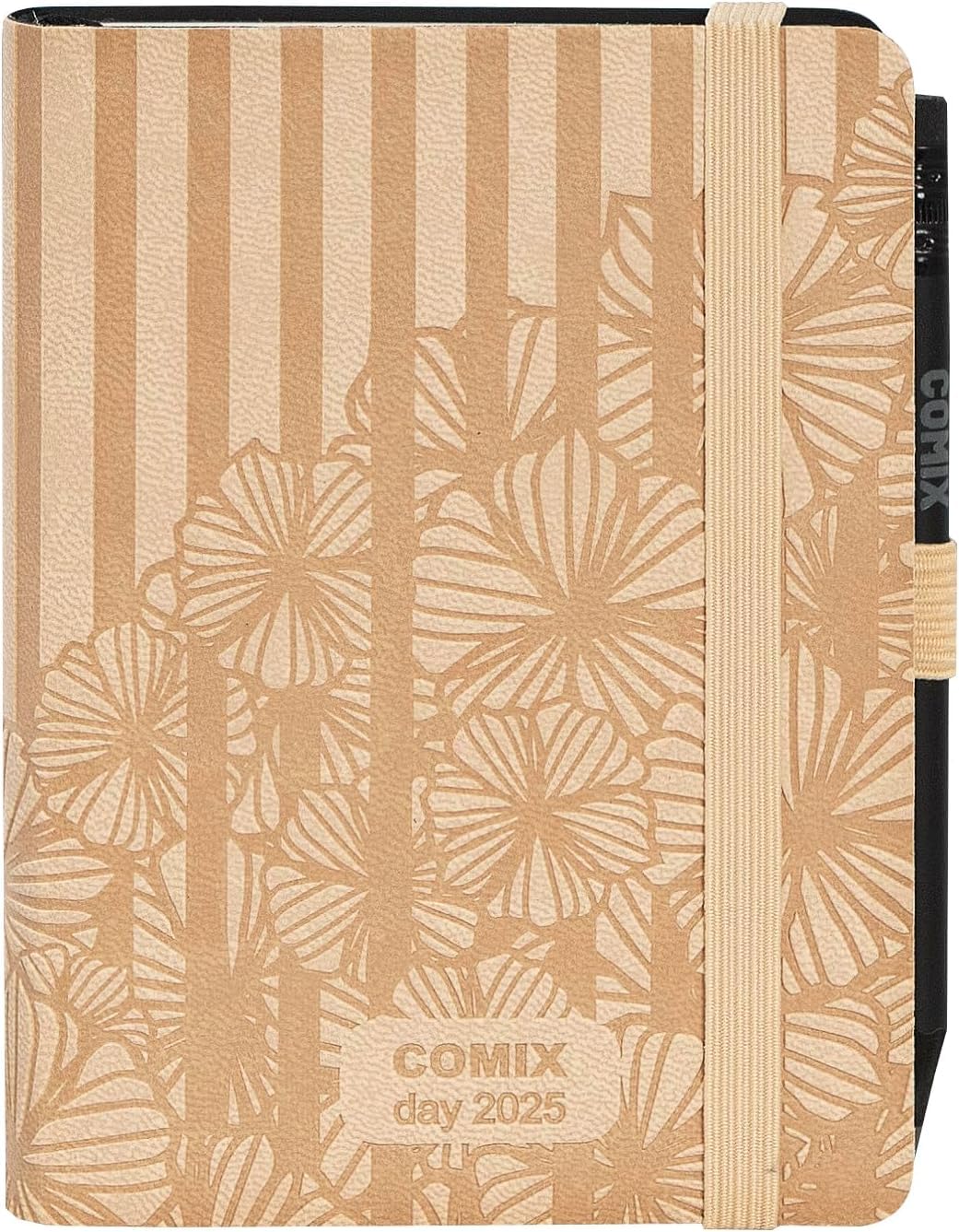 COMIX Mignon - 2025 12 Months, Daily Diary, with Elastic Loop for Pencil or Pen, Closure with Elastic Band and Bookmark, Comix Pencil Included, 9 x 12.5 cm, Green