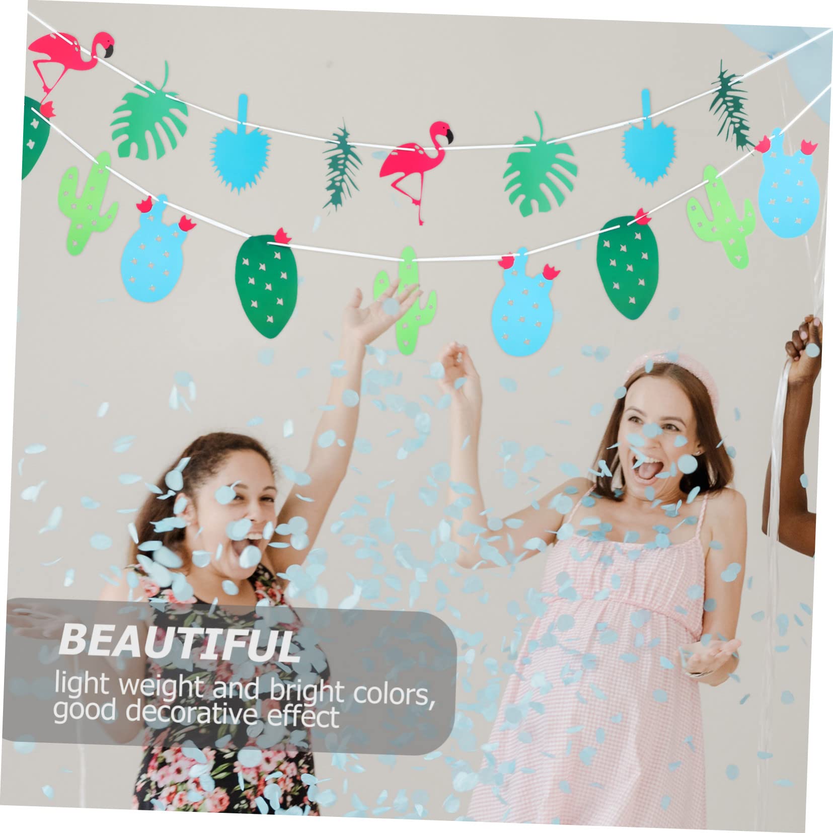 Toyvian Guirnalda De Decoración Hawaiana Diseño De Flamencos y Frutas Banderines Coloridos Para Fiesta Tropical Para Cumpleaños y Celebraciones Familia