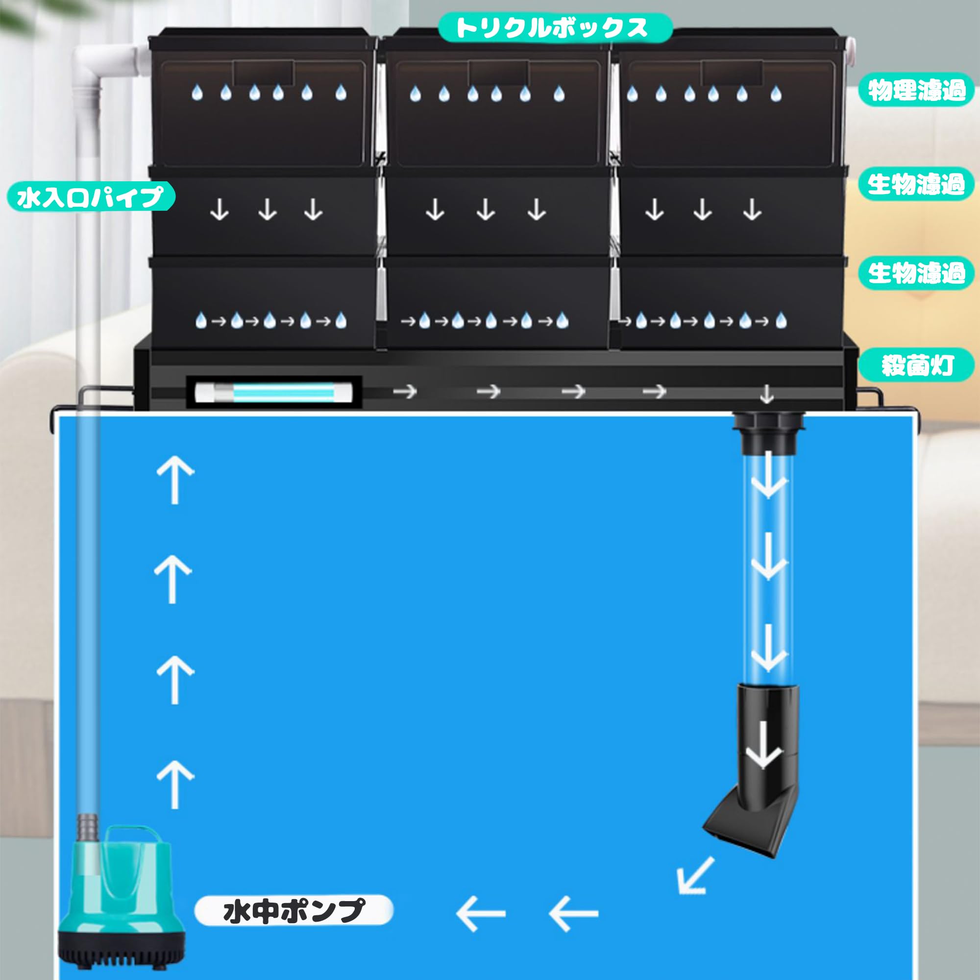 Amazon | トリクル濾過3階引き出しタイプトリクルボックス