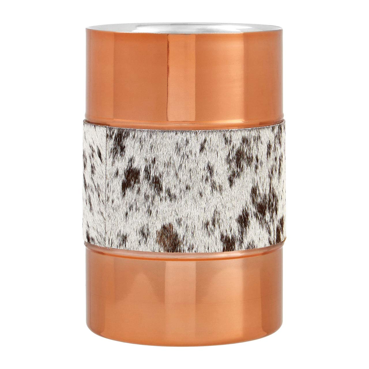 Premier Housewares Albany Wine Cooler - Stainless Steel, Copper Finish, Cowhide Detail - Gold