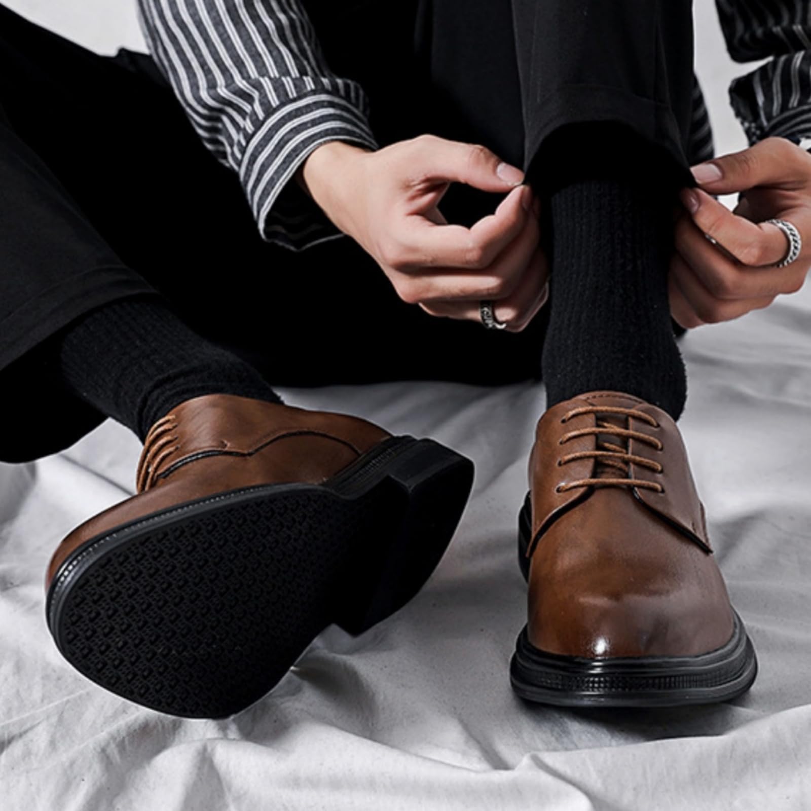 Hixingo Zapatos de Vestir Hombre Sin Cordones, 38-44 EU Zapatos de Cuero Modernos Zapatillas Vestir Hombre Verano Antideslizante Suela de Goma para Negocios, Bodas