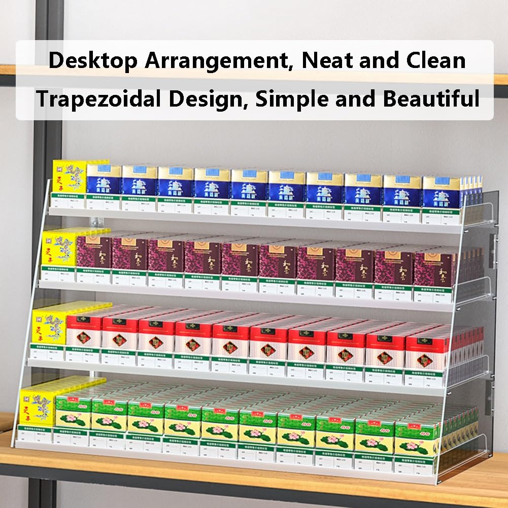Présentoir à cigarettes mural transparent avec poussoir automatique – Présentoir pour magasins de proximité et magasins, 38 x 26,5 x 6 cm | Vitrine optimale pour une meilleure visibilité et vente