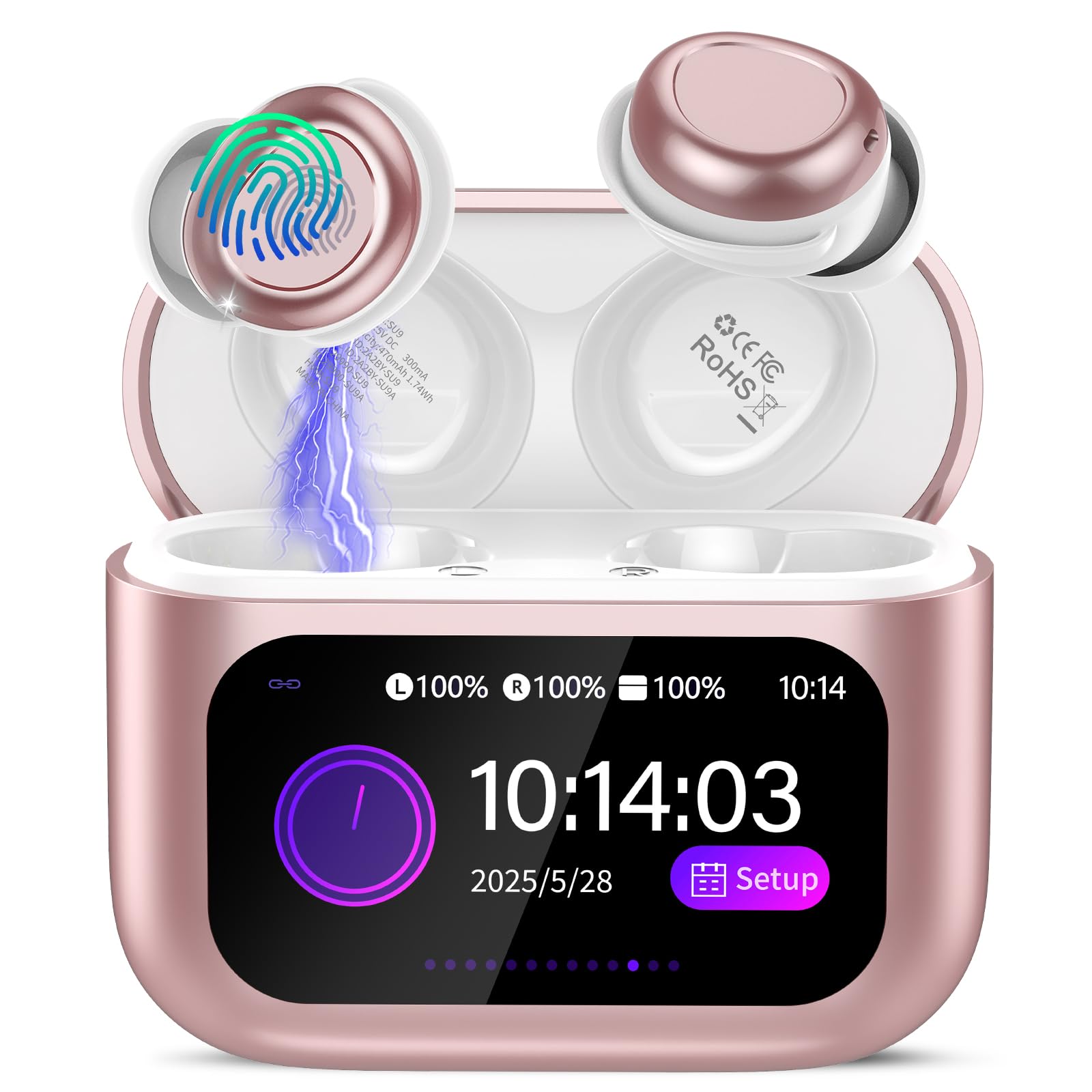 ZYHKON Sleep Earbuds Bluetooth 5.4 in Ear Touch Screen Sleep Headphones, Small Design Mini Sleep Earbuds for Side Sleepers with Sleep Mode, 48H Playtime Sleep Earphones Clear Calls, 5 EQ Modes, Rose