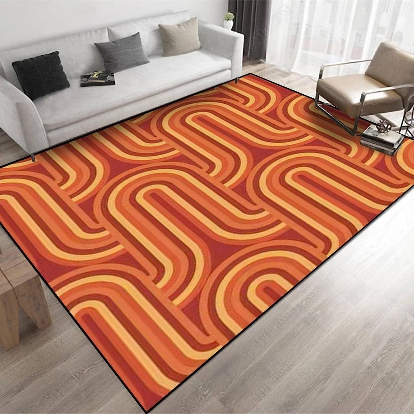 3D Abstract Colorful Stripes Texture Geometric Carpets For Home Living Room Bedroom Bedside Sofa Area Rugs Kitchen Doormat Kids Play Non-Slip Floor Mats 140 X 200 Cm, Stain Resistant E-3304603154083