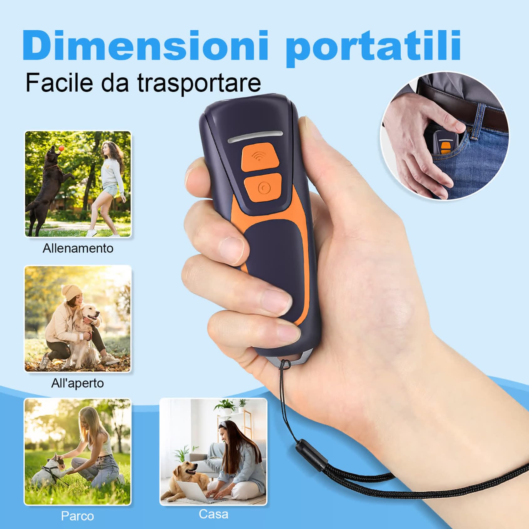 Honey Paws Antiabbaio per Cani Ultrasuoni, Dispositivo Portatile con Dissuasore per Cani a 15M - Ultrasuoni Sicuro, 30 Giorni Autonomia, Ricarica Rapida per Addestramento Cani