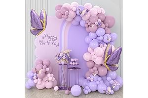 Purple Butterfly Balloon Arch Garland Kit133Pcs with 2PCS Butterfly Foil Balloons