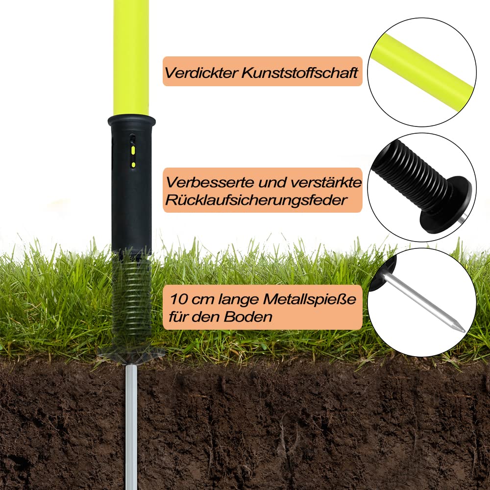 YRHome Slalomstangen Fussball Set 150cm Slalom Poles 6 Slalom Stangen mit Erdspieß Sprunghafte Agilität Stangen Fussball trainingszubehör für Koordinationstraining, Slalom, Fußball, Hundetrainingsset