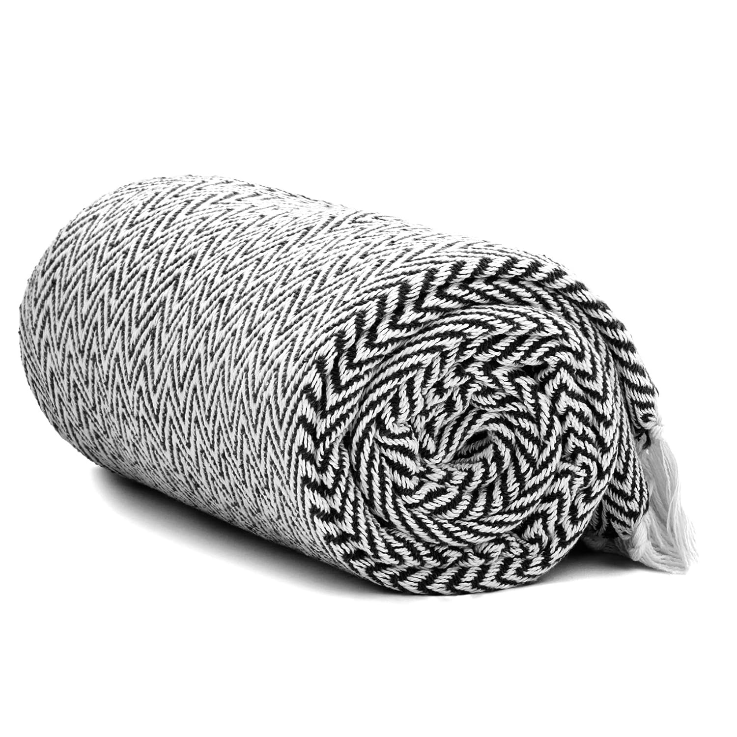 TARANTARAN Herringbone Pattern Cotton Sofa Throw Blanket, Black and White Pack of 1 50x60 inch / 127x152 cm-image-25