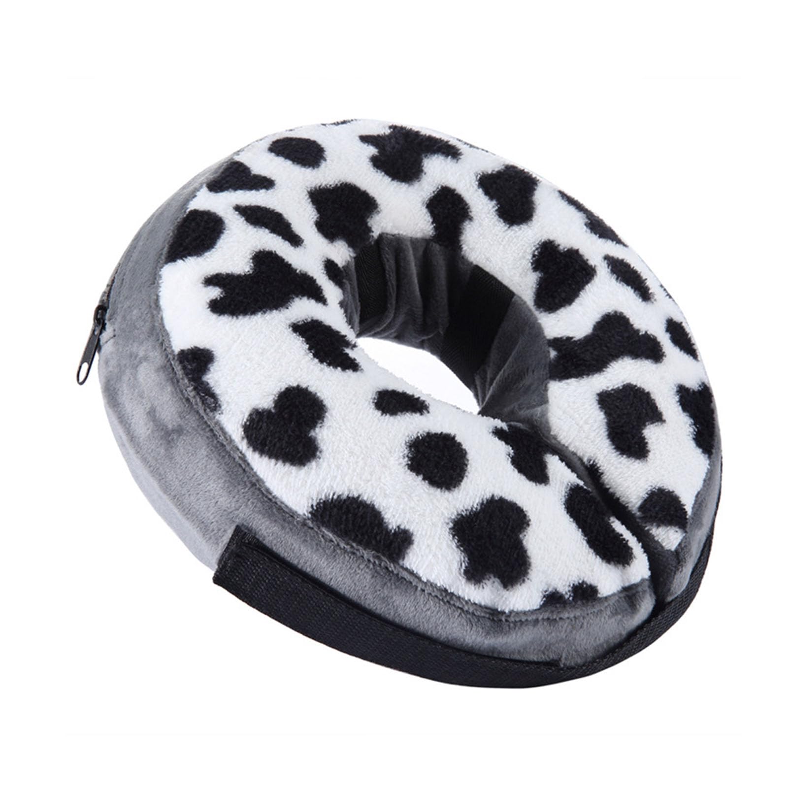 FANSU Inflatable Dog Collars for After Surgery, Recovery Collar for Dogs and Cats Adjustable Pet Cone Collar Soft Round Donut Collar for Cats Dogs to Stop Licking Wounds (S,Cow print)