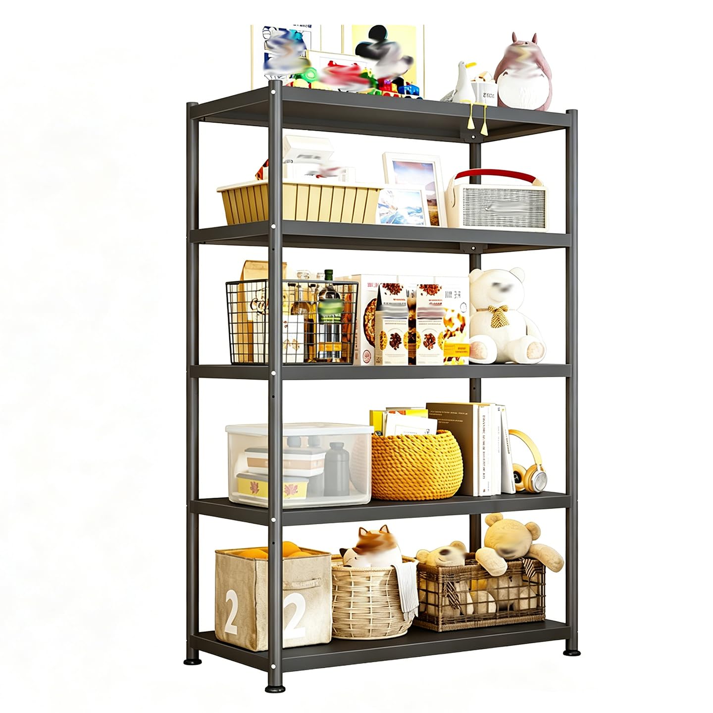 Scaffale Salvaspazio Scaffalatura Metallo Garage Scaffali da Cucina Scaffali in Metallo per Garage Ripiani Regolabili Scaffali A Colonna Black 40x30x160cm
