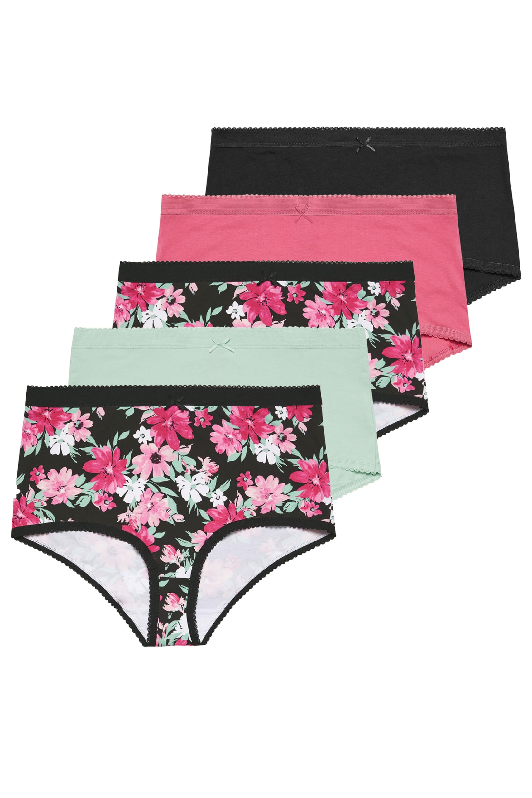 Yours Women's Multicolor 5 Pack Floral Print Full Briefs | Size: 18-20