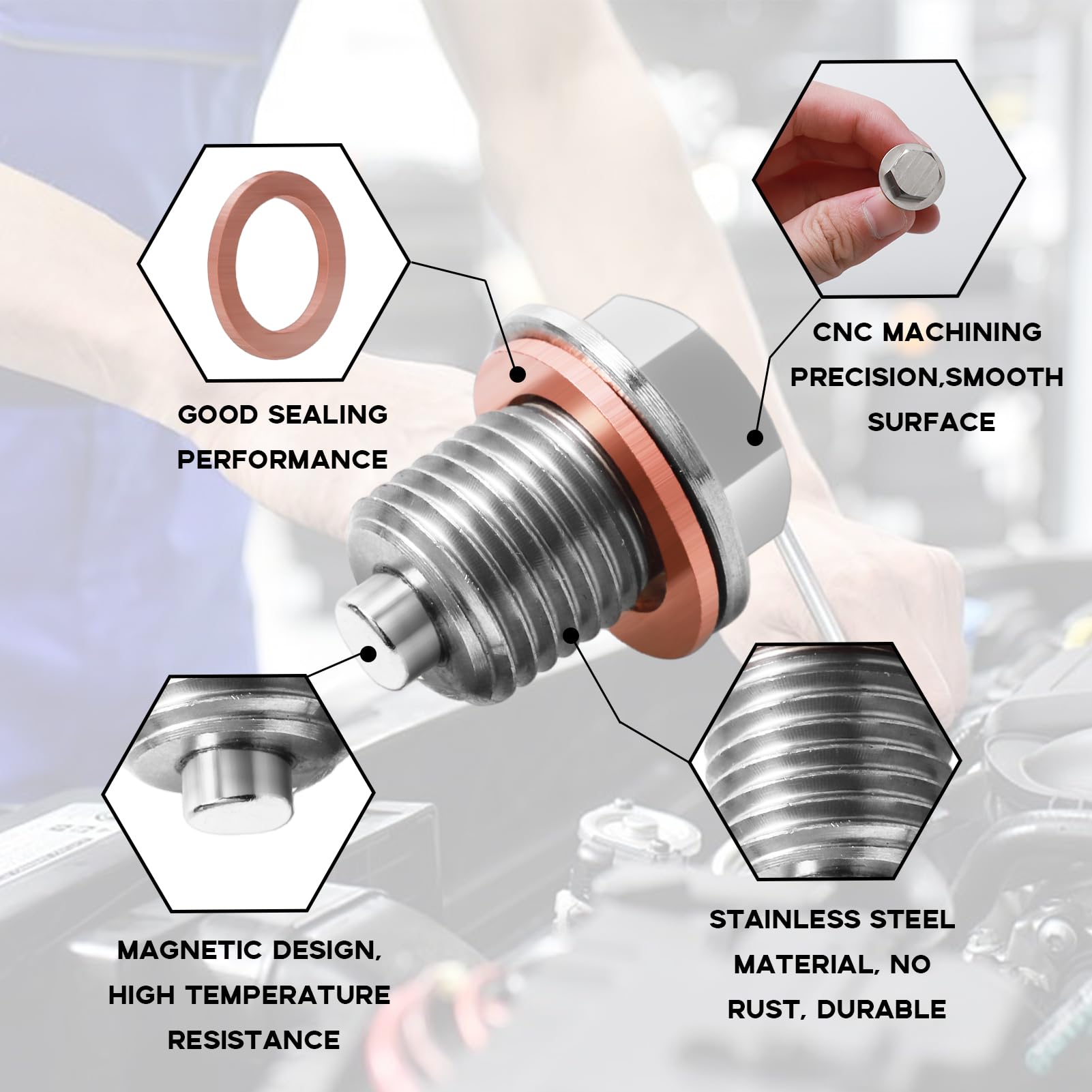 Magnetische Ölablassschraube M14x1,5 - Mit 5 Dichtungen Für Auto & Motorrad