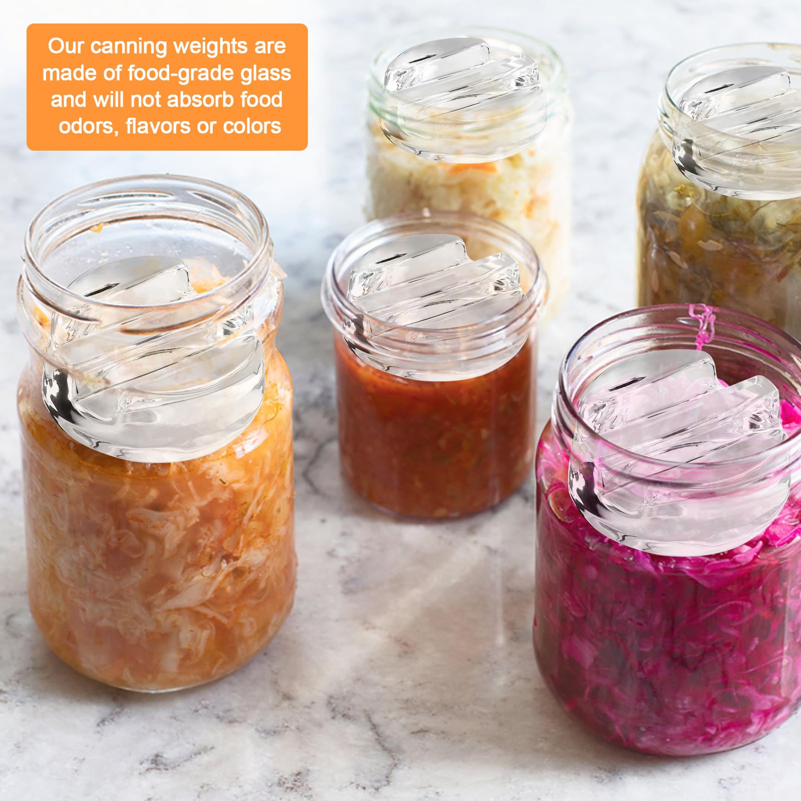 TNEDFOD 4 Piezas Pesos de Fermentación, Pesos de Vidrio de Fermentación, Pesas de Fermentación de Vidrio Ø 7 cm para Chucrut, Kimchi, Pepinos — view 5
