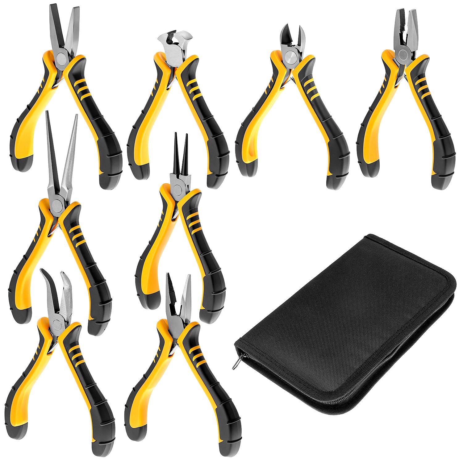 QWORK Lot de 8 mini pinces à bijoux, kit d'outils pour la fabrication de bijoux et la réparation