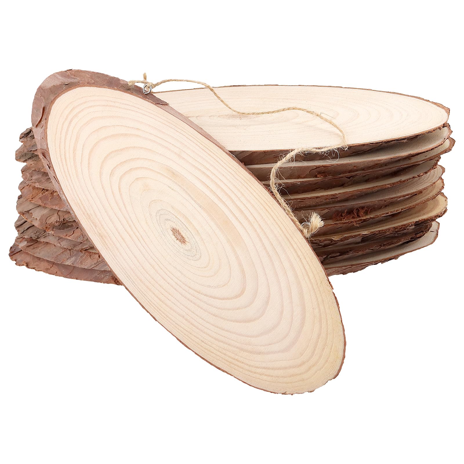 FUNSUEI 10 dischi ovali in legno, diametro 30 cm, forma ovale, dischi di legno incompiuti per fai da te