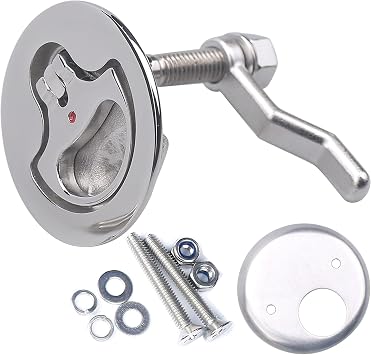 MX Boat Cam Latch Marine Hatch Flush Pull Handle 316 Stainless Steel | 1PCS, With Fasteners and Back Plate