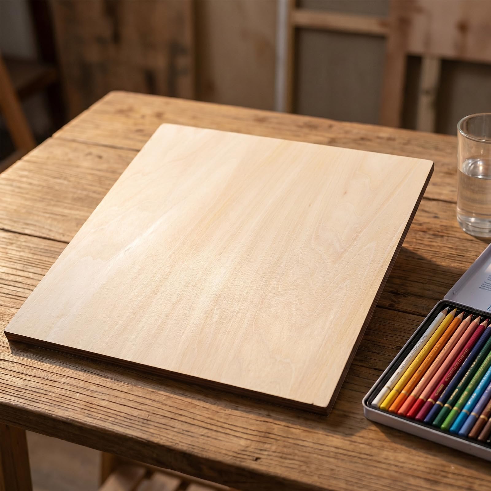 OUNONA 2 nieukończone panele z płótna rzemieślniczego z drewna, 12" x 12" tablica do malowania i szkicowania, panel z drewna do pirografii, puste tablice artystyczne do galerii