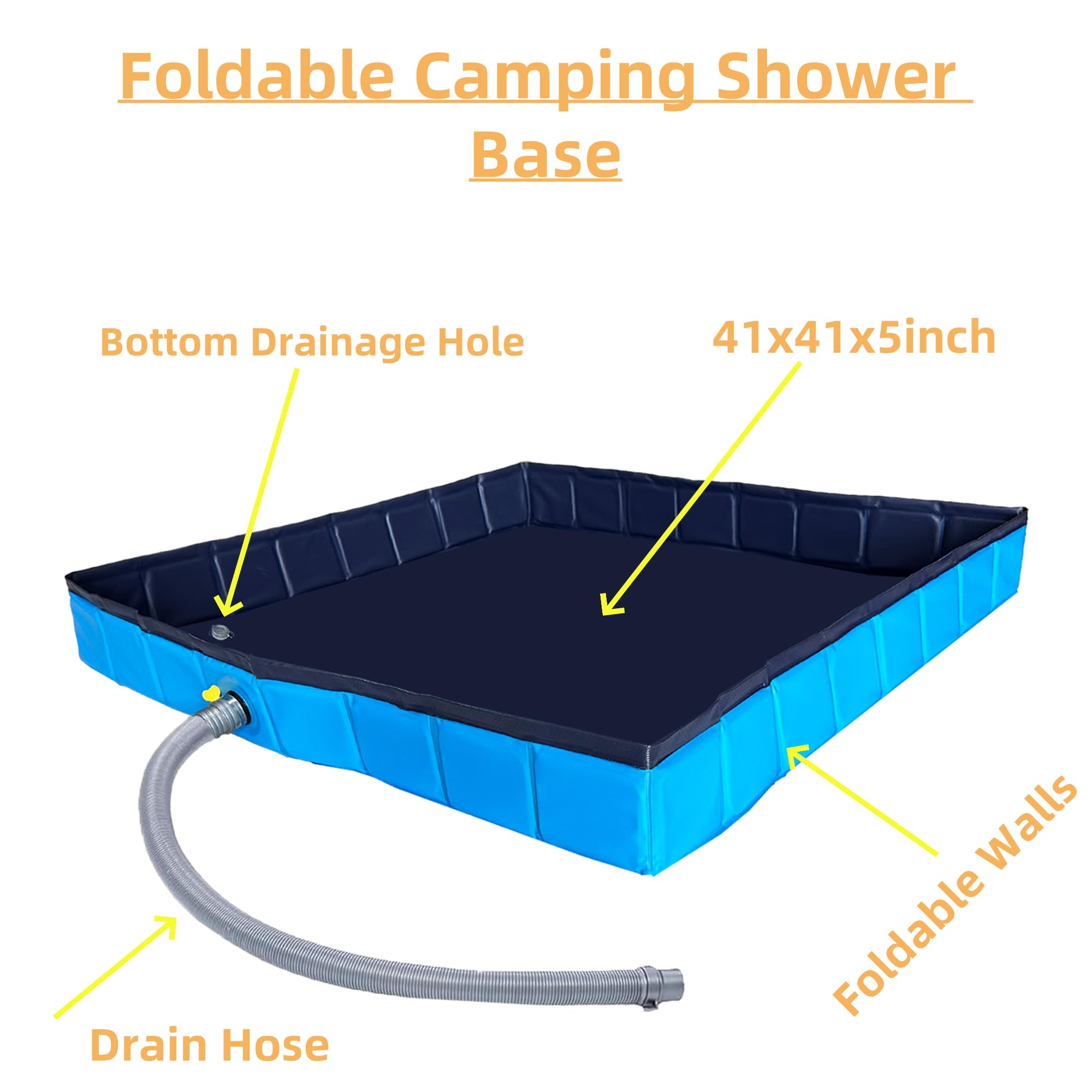 DLZZHDP Portable Shower Pan, Foldable Shower Base, Upgraded Shower Base Bottom Drainage Hole Design, Indoor and Outdoor Shower Base