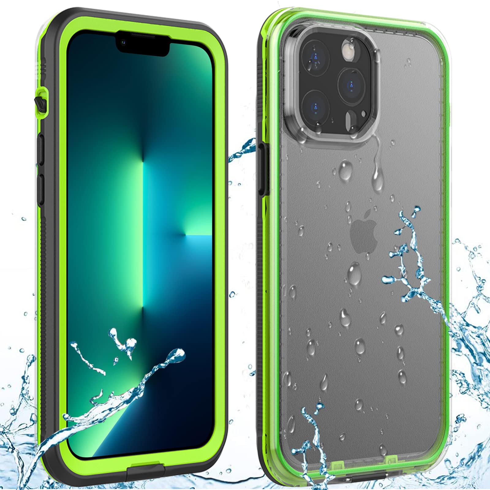 Waterproof Case,IP68 Full Sealed Snowproof Dustproof Shockproof Heavy Duty Protection Cover and Translucent Back Cover for iPhone 13 Pro Max 6.7 Inch