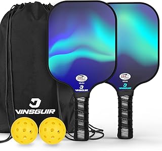 VINSGUIR Pickleball Paddle Set, USAPA Approved Fiberglass Pickleball Set，Pickleball Paddles, Pickleballs, Lightweight Carrying Bag, Pickle Ball Paddle Gifts for Beginners & Pros