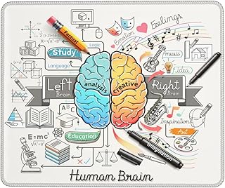 xiaoqiang Mouse Pads Education Human Brain Doodles Psychology Creative Design Anti-Slip Gaming Mouse Mats for Desktop Computers Laptops Office Computers Mouse Pad 24cm x 20cm (9.5" x 7.9")